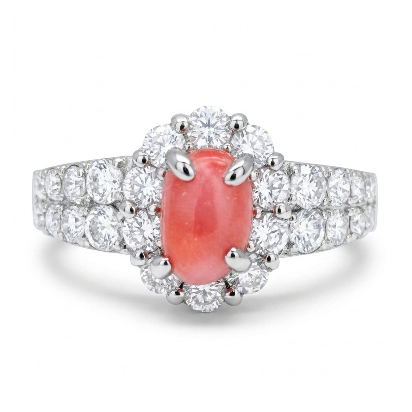 Platinum 0.73ct Oval Conch Pearl 0.81cttw White Diamonds Ring