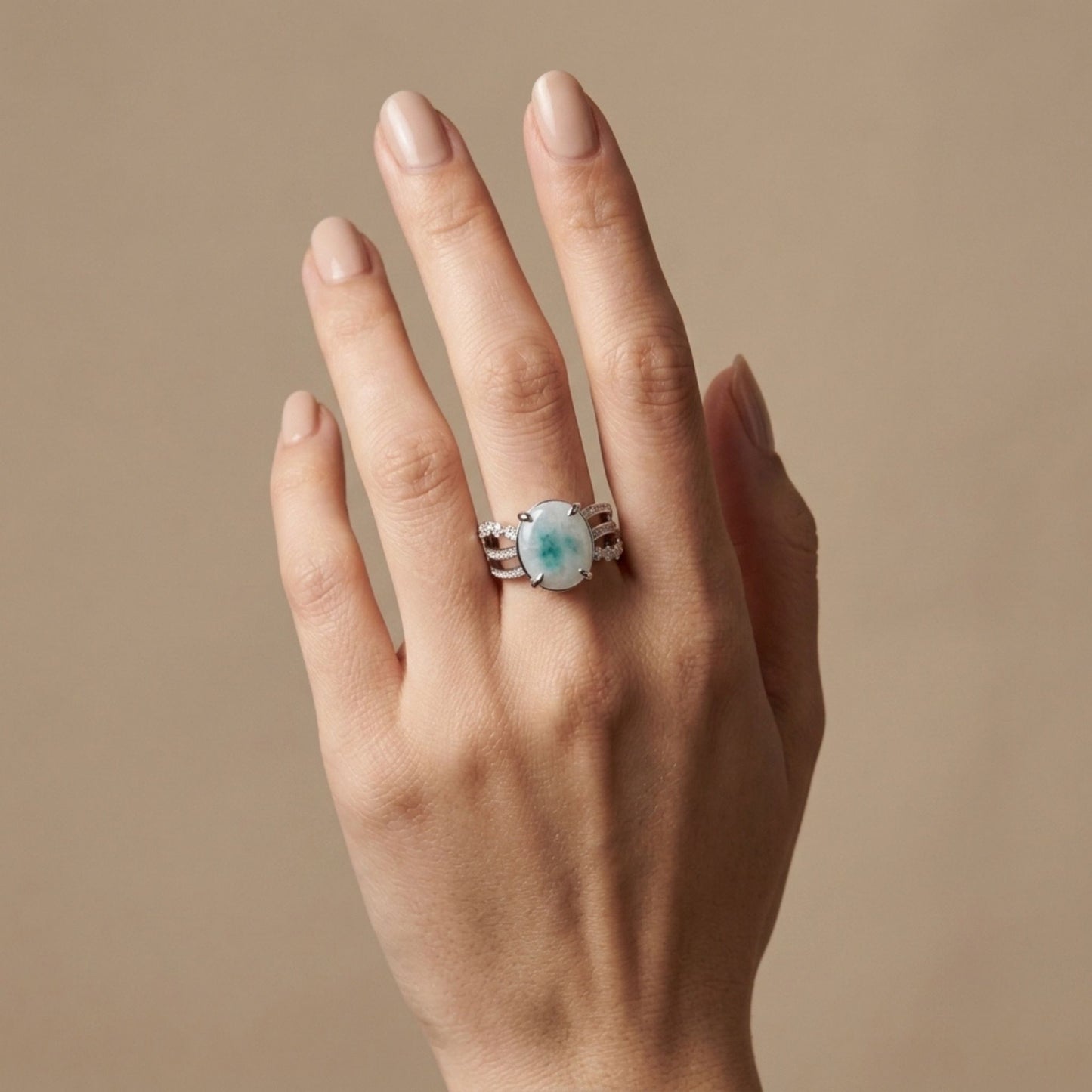 14K 2.98ct Oval Brazilian Paraiba in Quartz 0.67cttw VS White Diamonds Ring