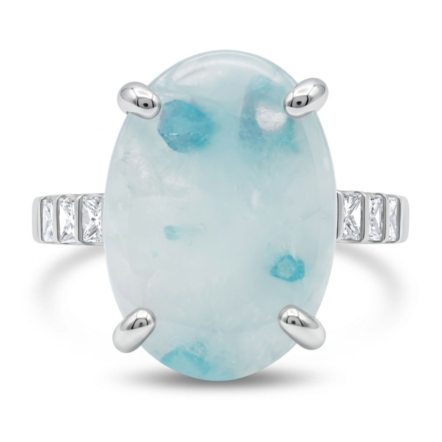 14K 4.88ct Oval Brazilian Paraiba in Quartz 0.72cttw VS White Diamonds Ring