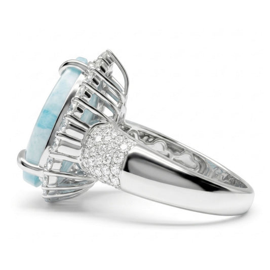 14K 5.91ct Pear Shape Brazilian Paraiba in Quartz 1.11cttw VS White Diamonds Ring