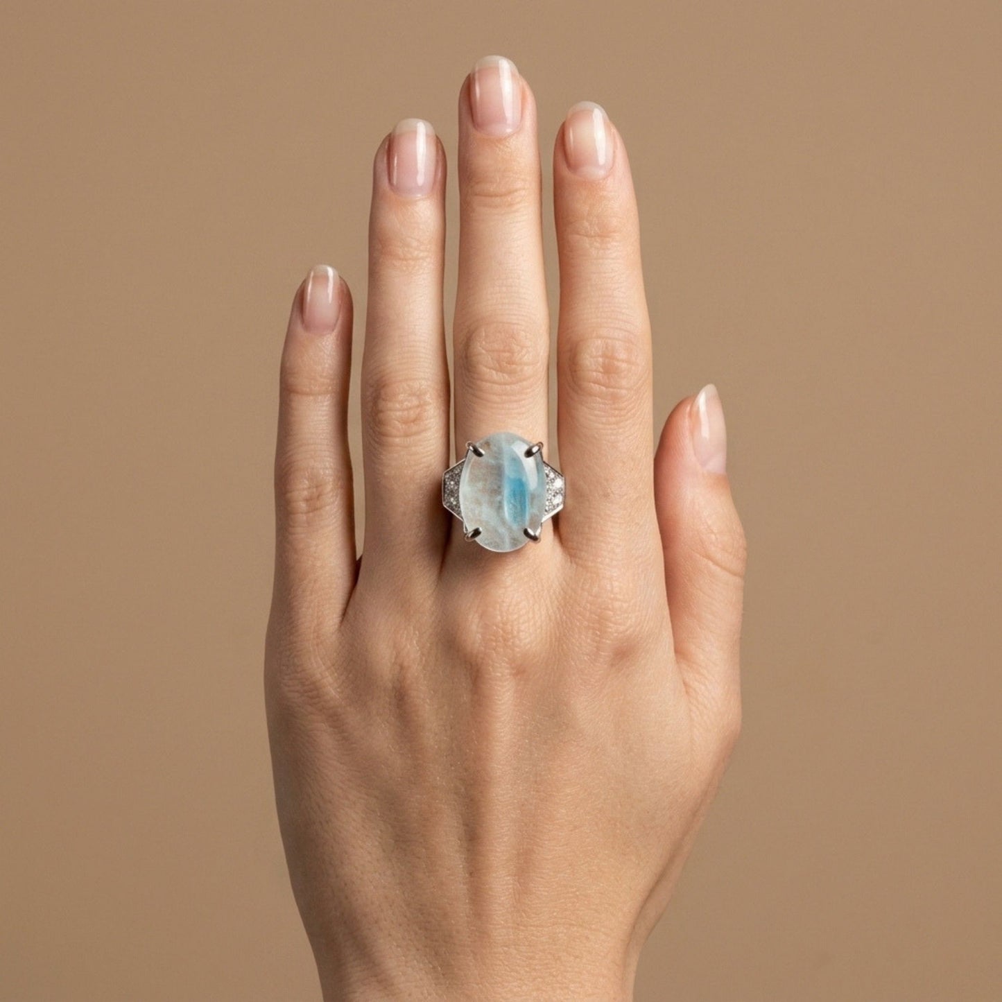 14K 5.17ct Oval Brazilian Paraiba in Quartz 0.46cttw VS White Diamonds Ring