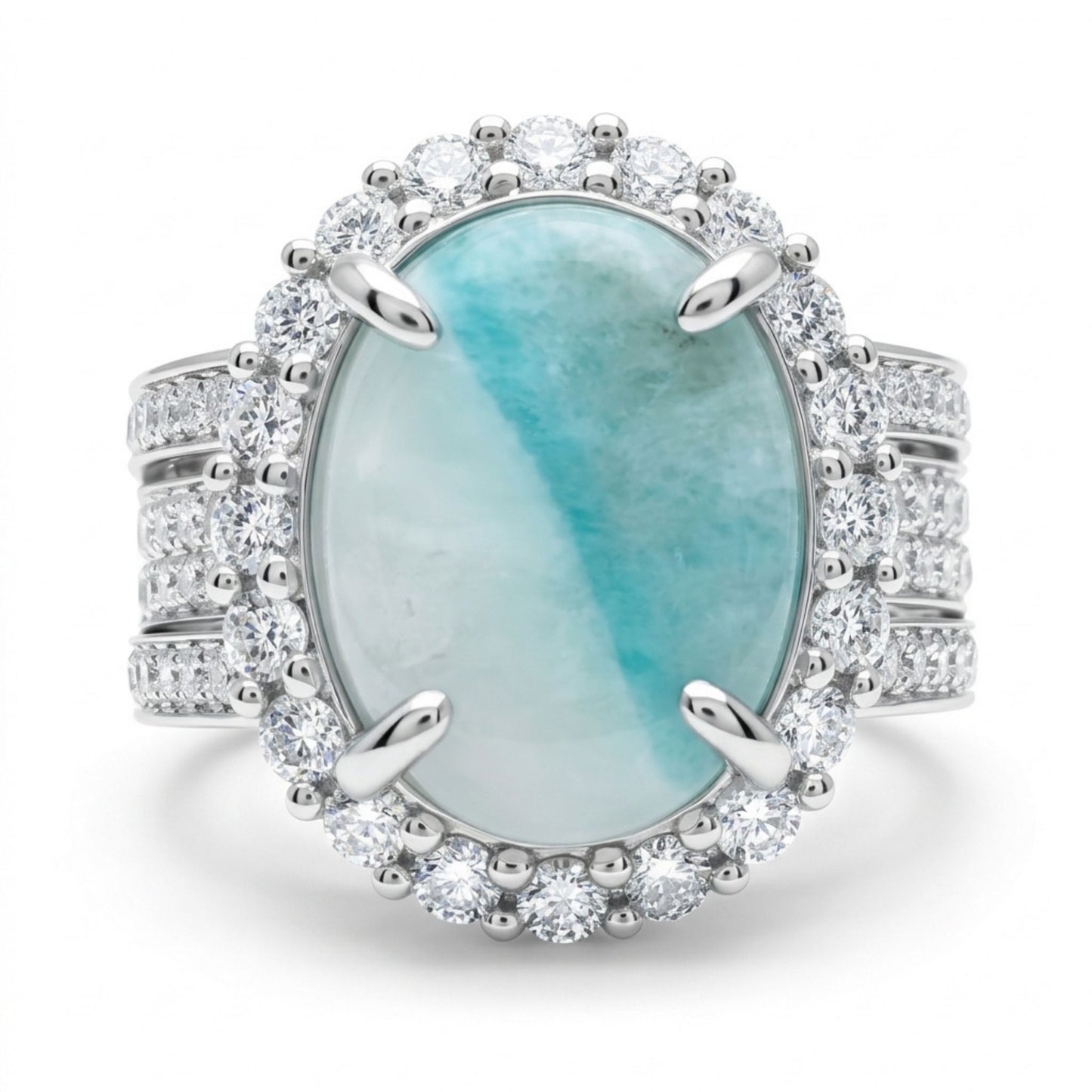 14K 3.53ct Oval Brazilian Paraiba in Quartz 1.44cttw VS White Diamonds Ring