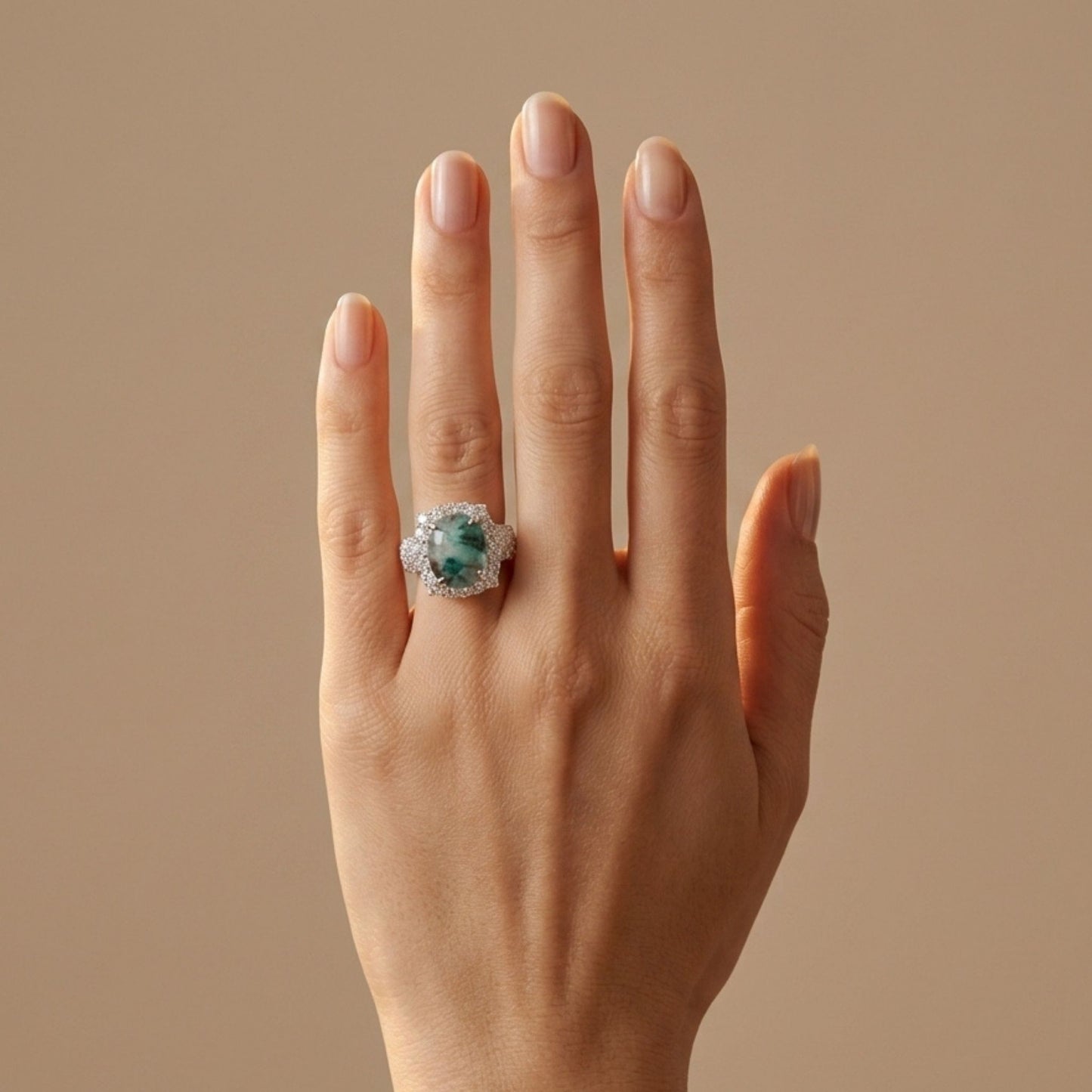 14K 3.28ct Cushion Brazilian Paraiba in Quartz 1.58cttw VS White Diamonds Ring