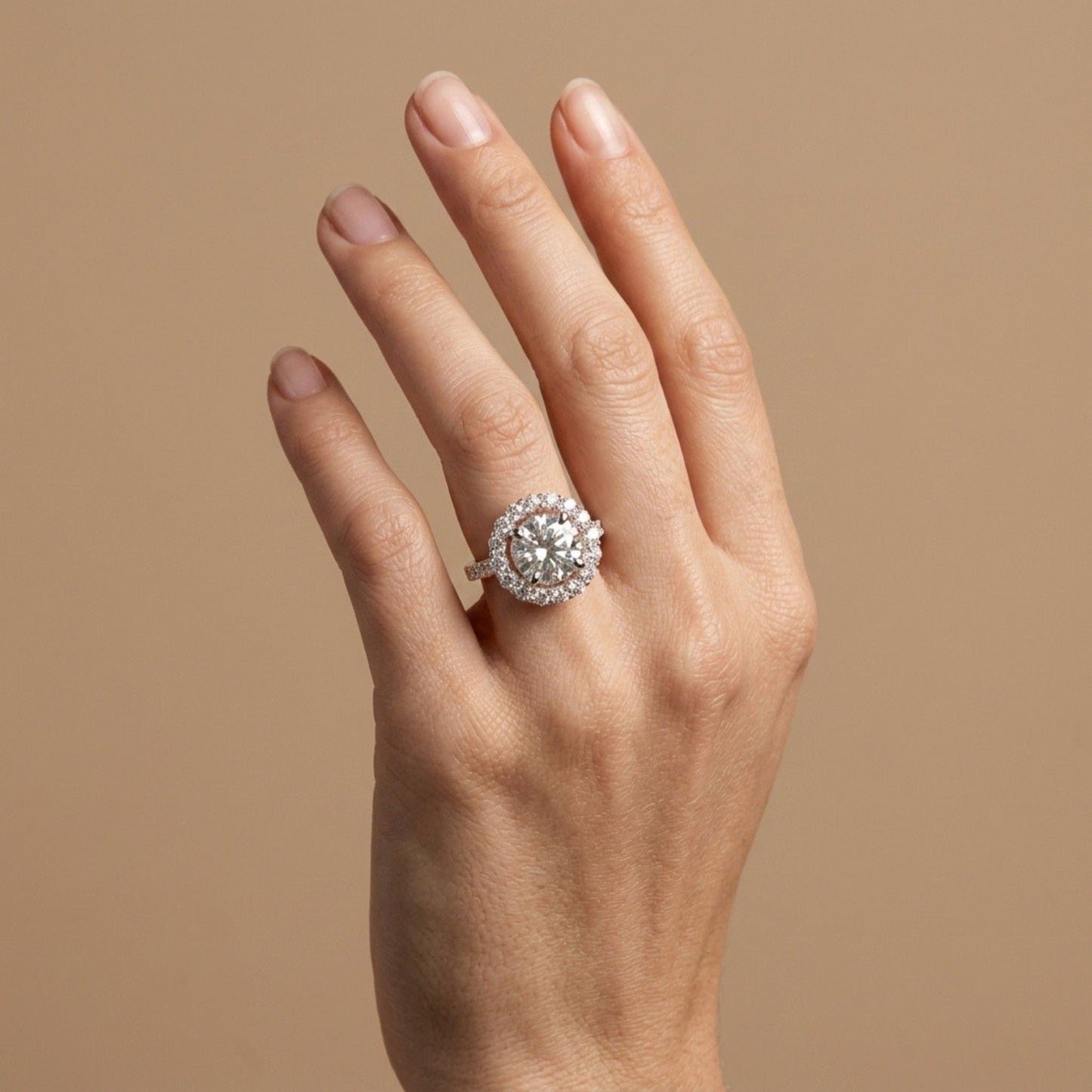 14K 4.50ct Round White Zircon 1.36cttw VS White Diamonds Ring