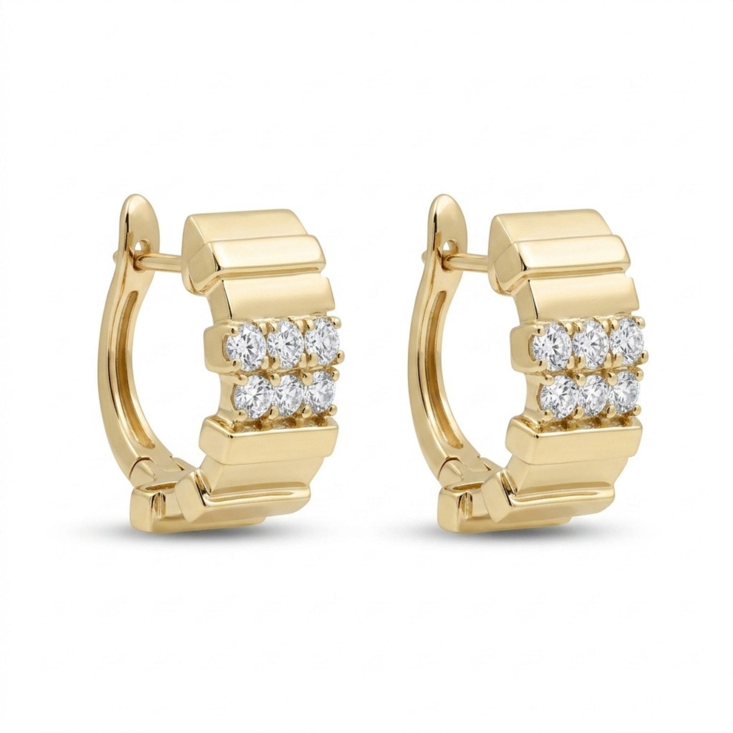14K 0.48cttw Round White Diamond Hoop Earrings