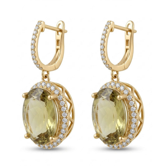 14K 20.71cttw Oval Color Change Diaspore 1.00cttw VS White Diamonds Drop Earrings