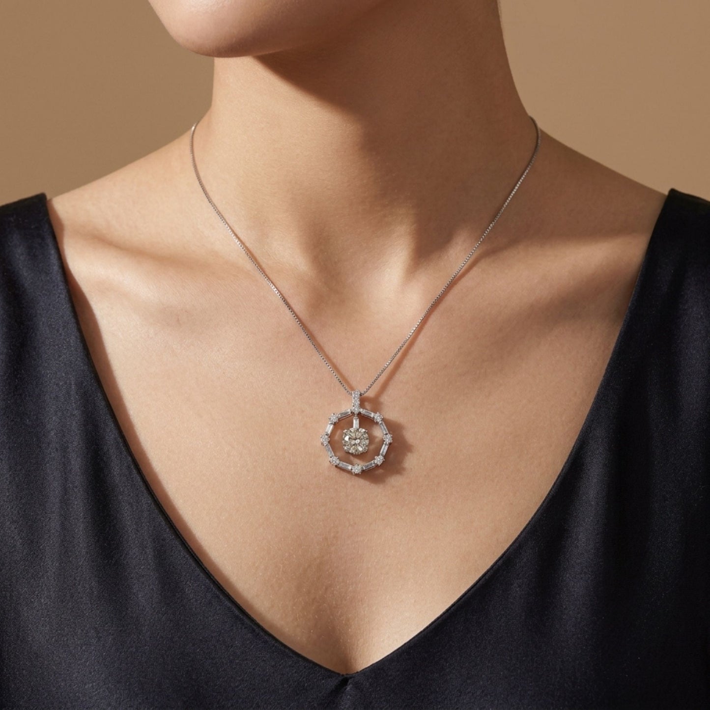 Platinum 0.80ct Round Yellow Diamond 0.40cttw White Diamonds Necklace