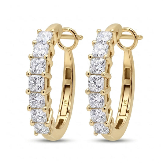 14K 0.86cttw Princess Cut VS White Diamond Hoop Earrings