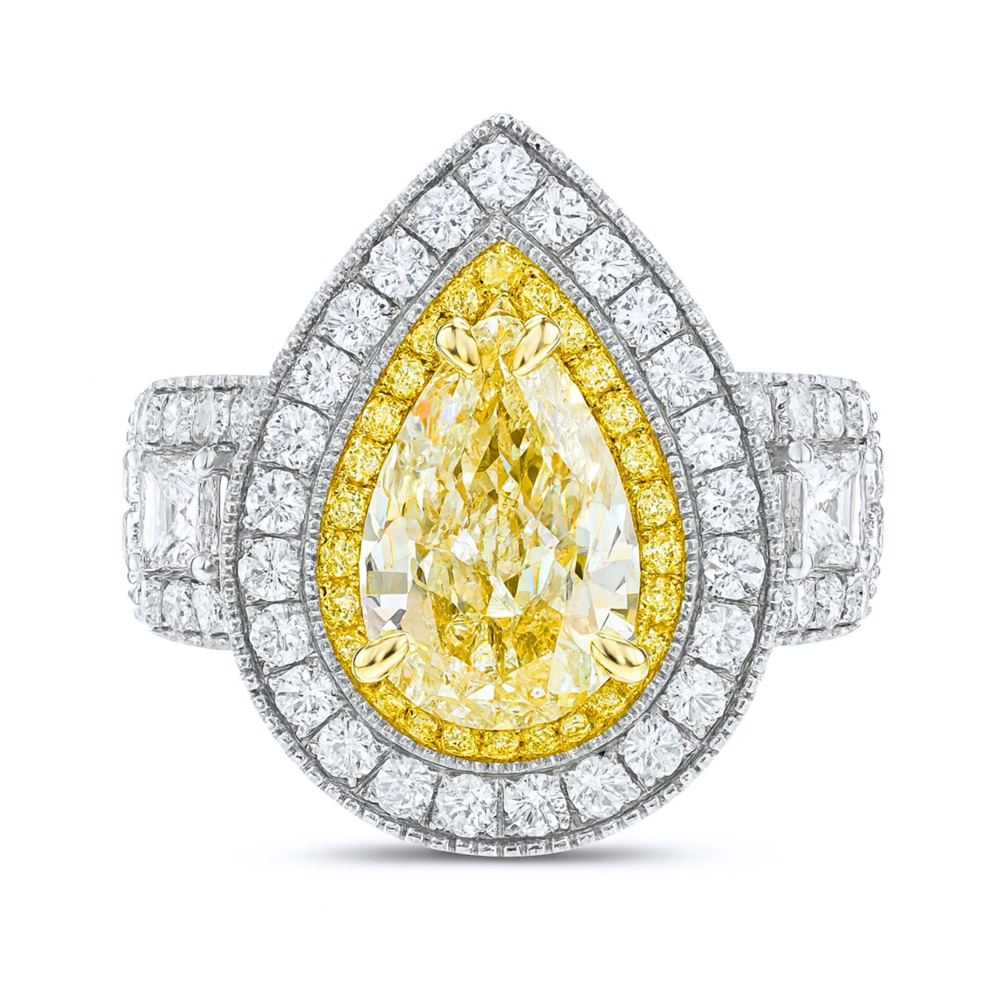 14K 1.70ct Pear Shape VS Yellow Diamond 0.14cttw Yellow Diamonds 1.00cttw VS White Diamonds Ring