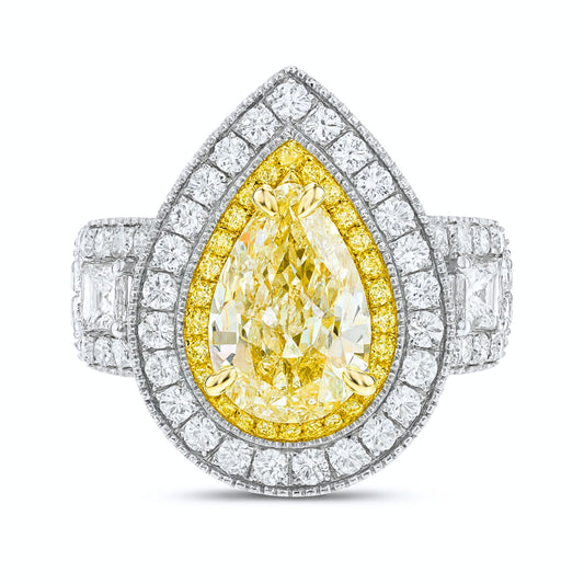 14K 1.70ct Pear Shape VS Yellow Diamond 0.14cttw Yellow Diamonds 1.00cttw VS White Diamonds Ring