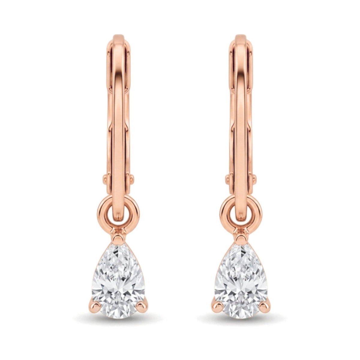 14K gold 0.38cttw pear shape VS white diamond drop earrings