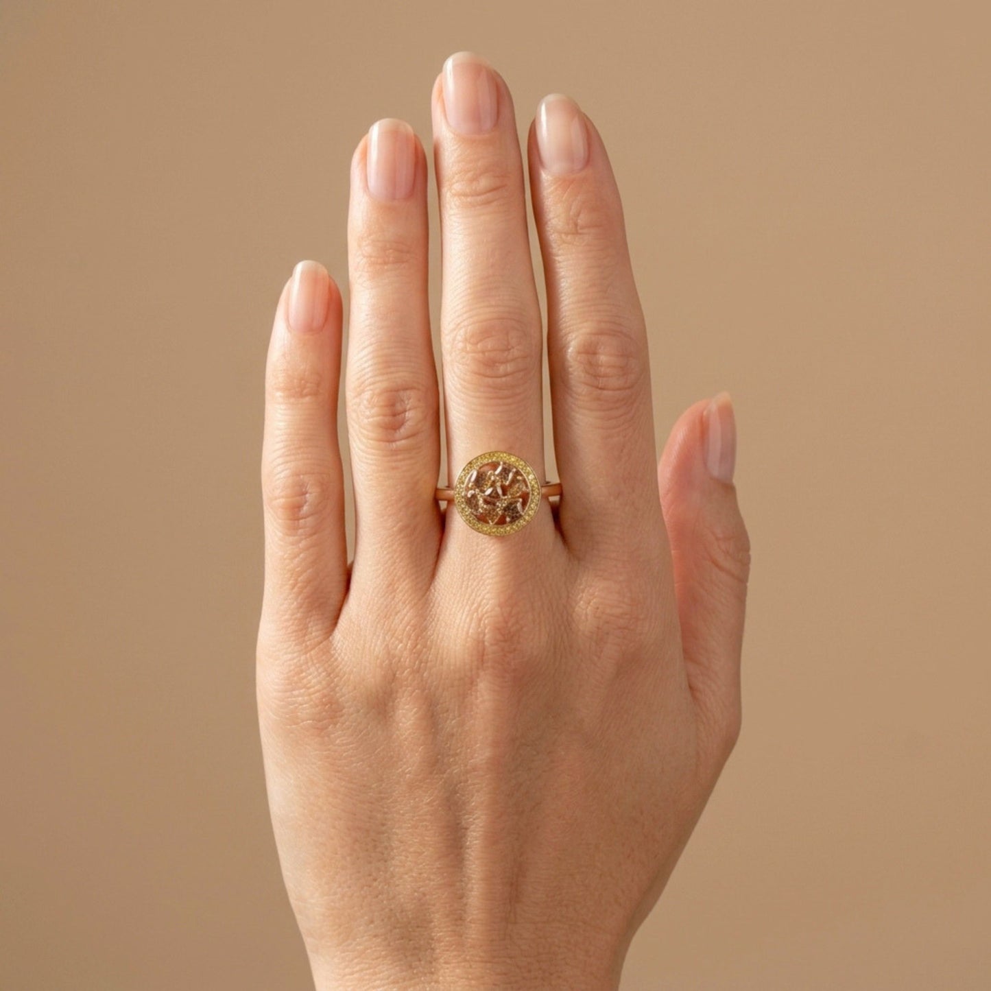 14K 1.01cttw Orange Cognac Diamond 0.15cttw Yellow Diamonds Ring