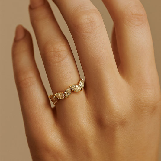 14K 1.10cttw Marquise VS Yellow Diamond Band Ring