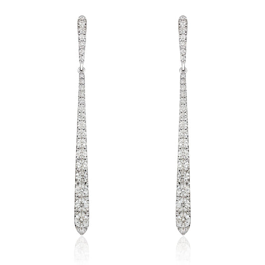 14K 1.00cttw Round VS White Diamond Stiletto Drop Earrings