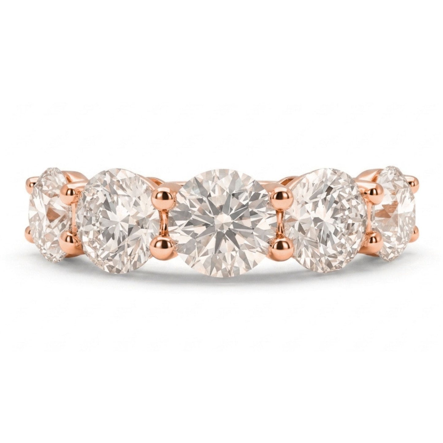 14K 3.50cttw Round VS White Diamond 5 Stone Band Ring