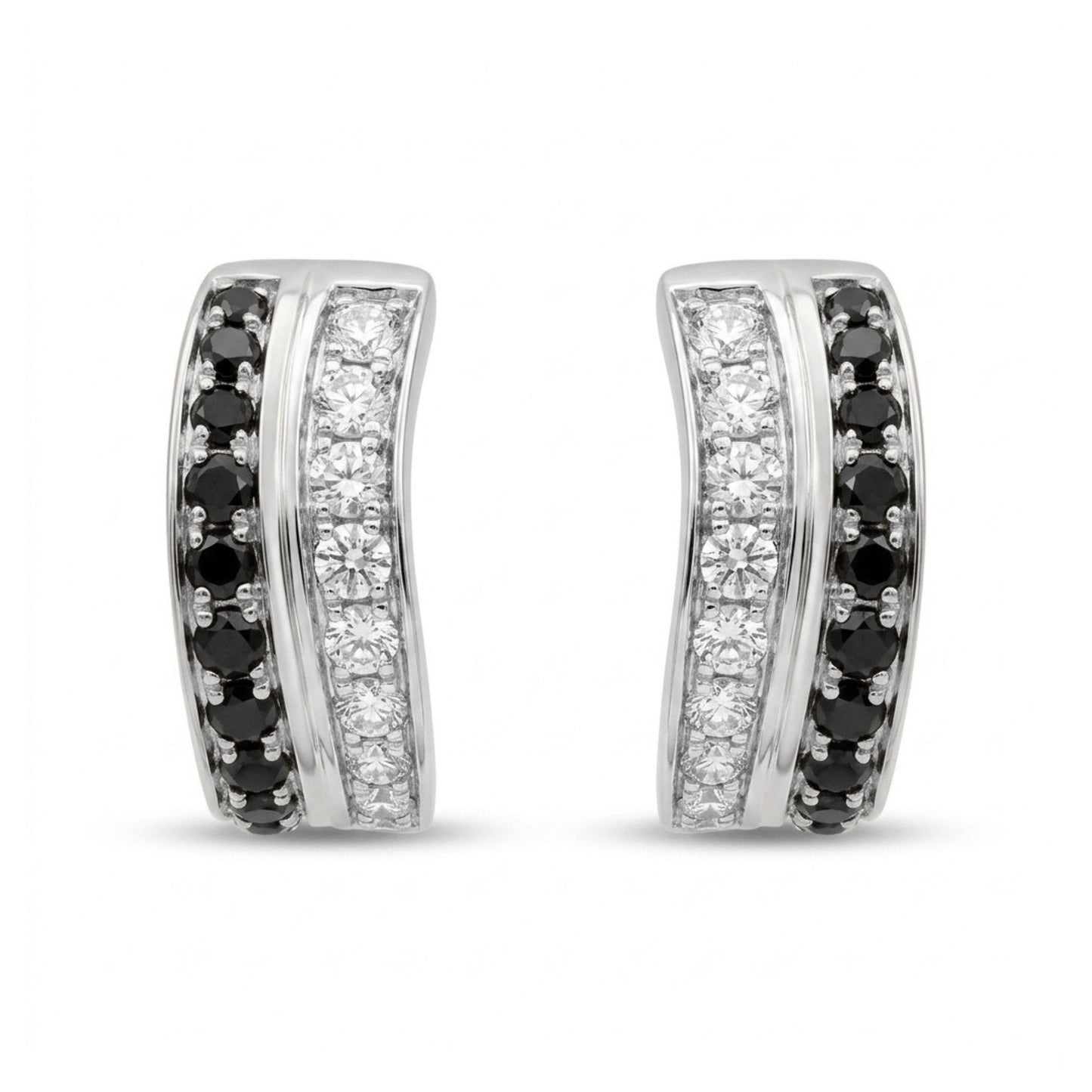 14K 0.50cttw Black and White Diamond Huggie Earrings