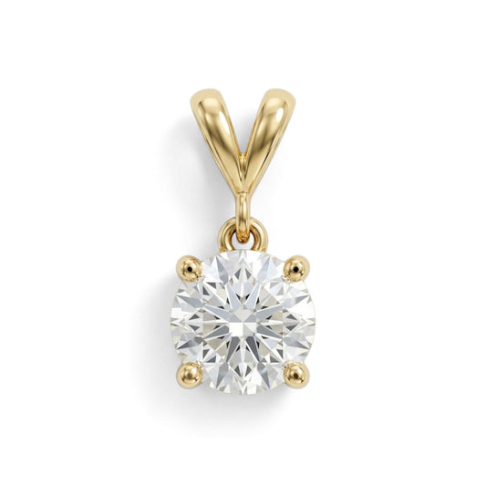 14K 0.80ct Round VS White Diamond Solitaire Pendant