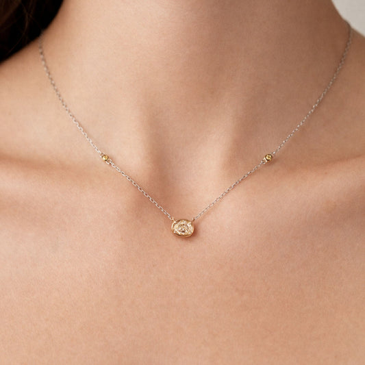 14K 0.60ct Oval VS Yellow Diamond 0.03cttw VS Yellow Diamonds Necklace