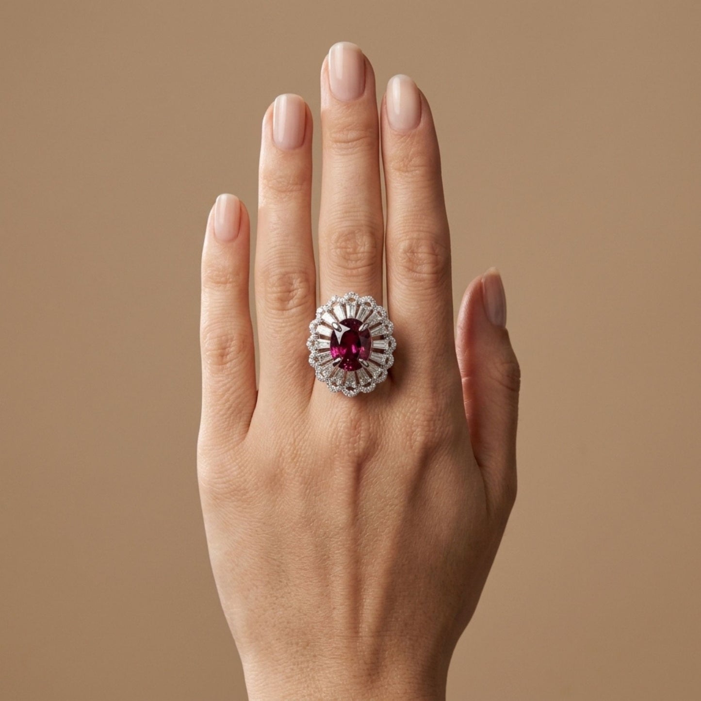 18K 6.23ct Oval Copper Bearing Tourmaline 3.19cttw White Diamonds Ring