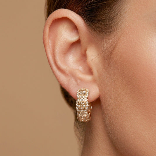 14K 1.68cttw Cushion Yellow Diamond 0.65cttw Yellow Diamonds Hoop Earrings