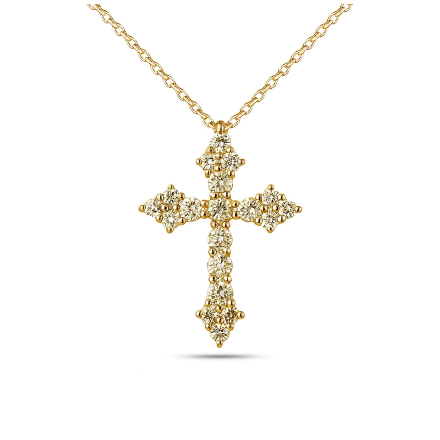 14K 0.31cttw Round Multi-Color Diamond Cross Necklace