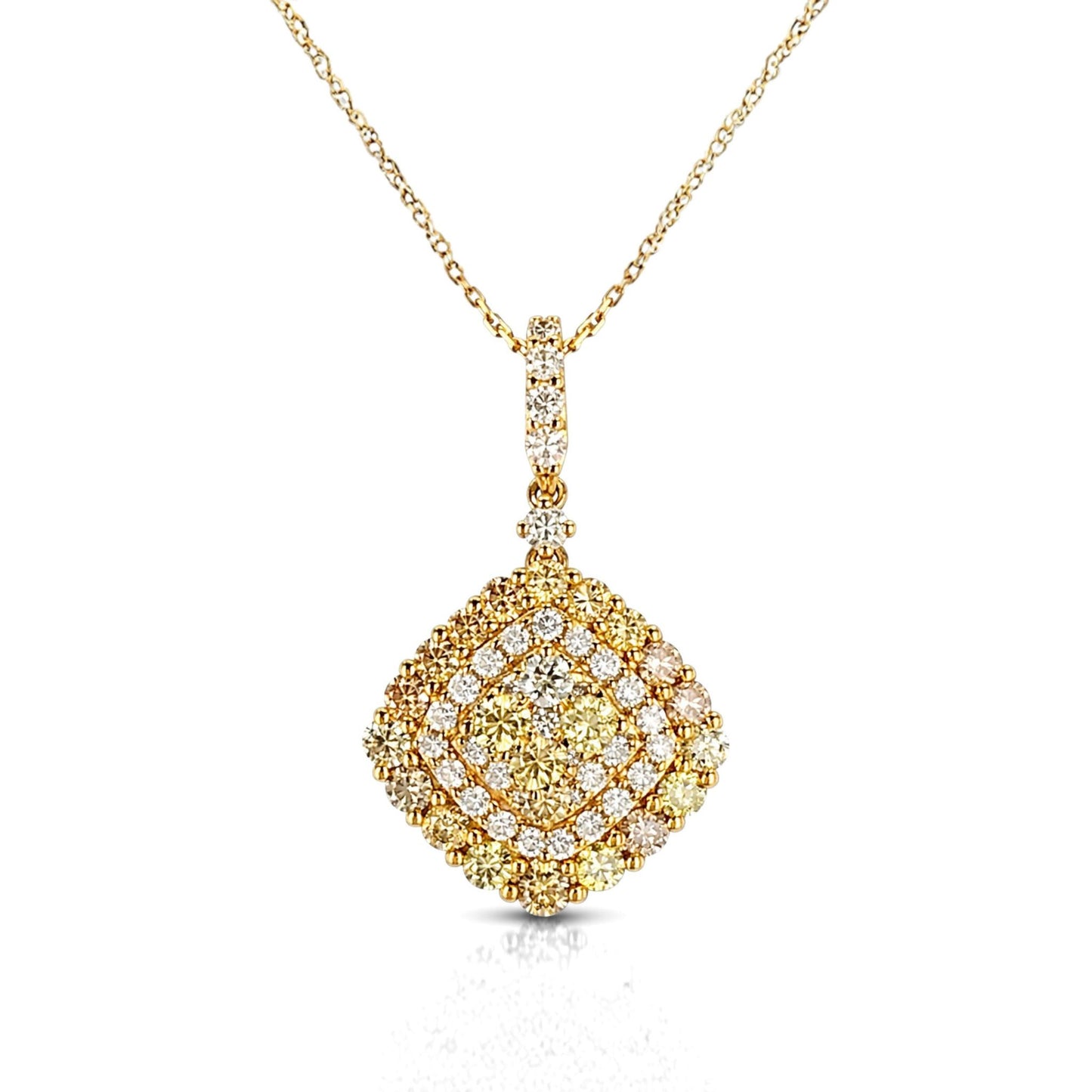 14K 1.25cttw Round Multi-Color Diamond Necklace