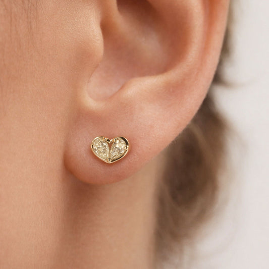 14K 1.00cttw Pear Shape Yellow Diamond Stud Earrings