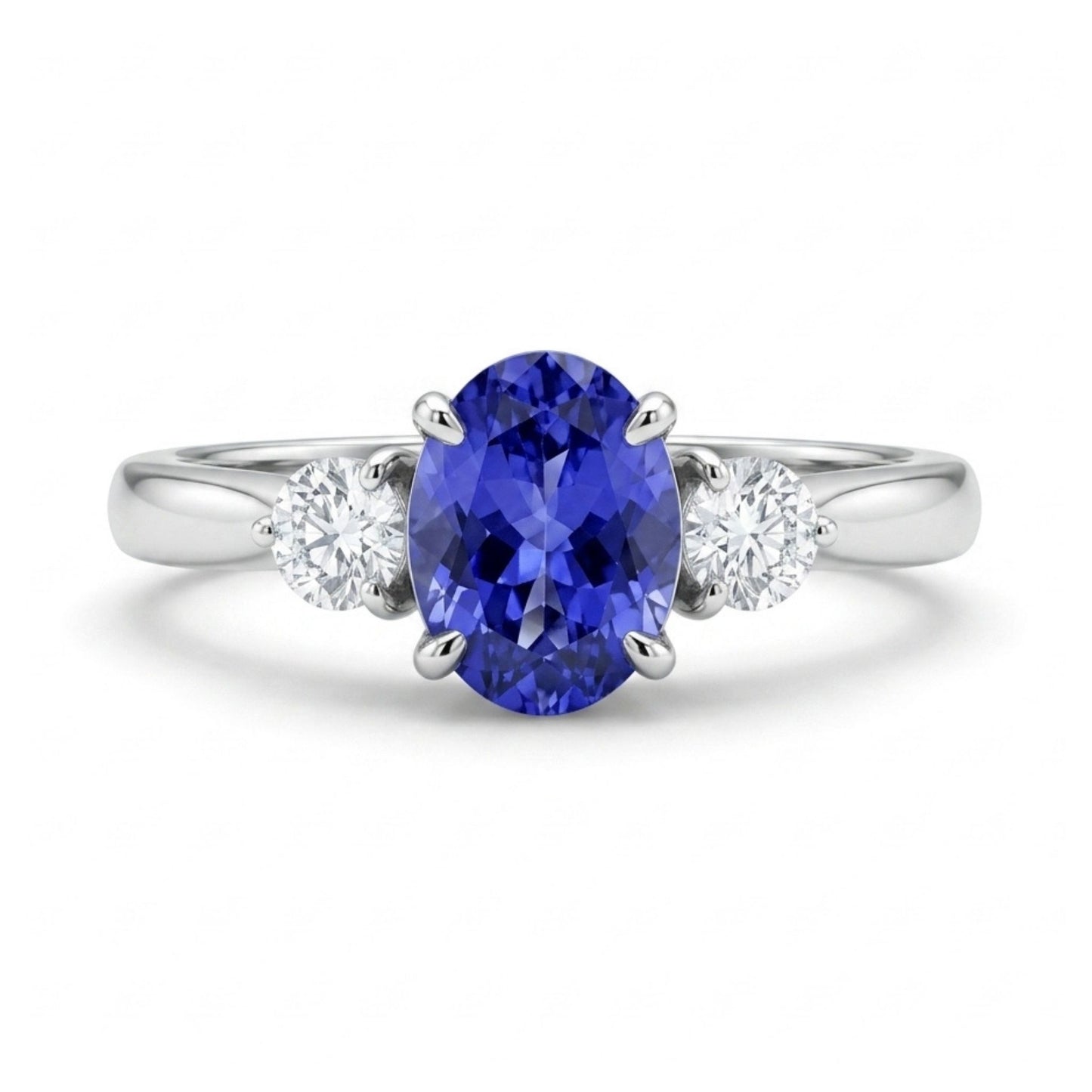 14K 1.00ct Oval Blue Wing Tanzanite 0.20cttw White Diamonds Ring