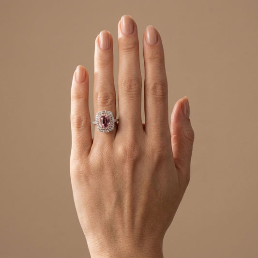 18K 1.49ct Cushion Pink Spinel 0.61cttw Pink & White Diamonds Ring