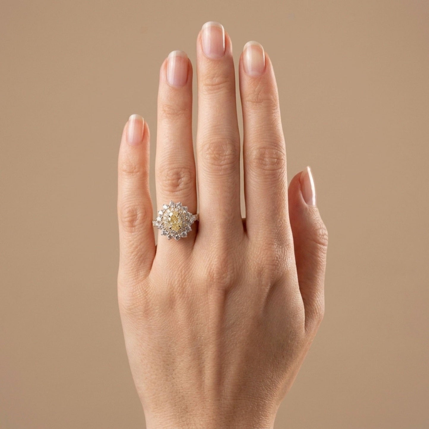 14K 1.09ct Oval VS Yellow Diamond 1.74cttw White Diamonds Ring