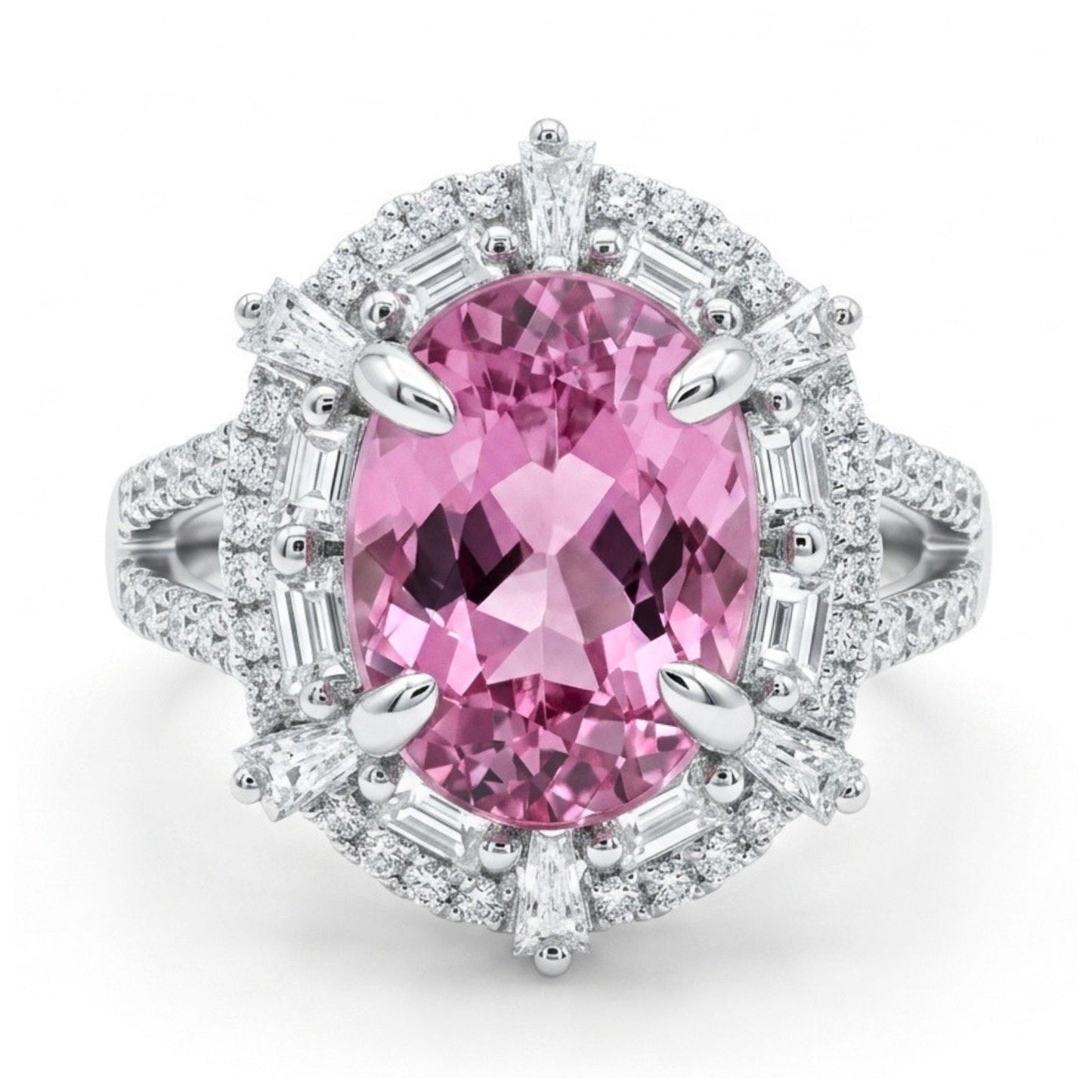 18K 3.16ct Oval Copper Bearing Tourmaline 0.96cttw White Diamonds Ring