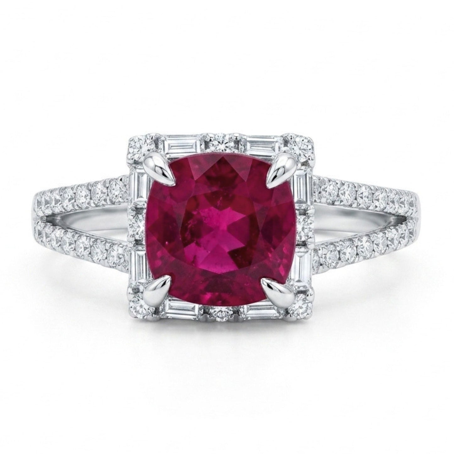 18K 1.29ct Cushion Copper Bearing Tourmaline 0.50cttw White Diamonds Ring