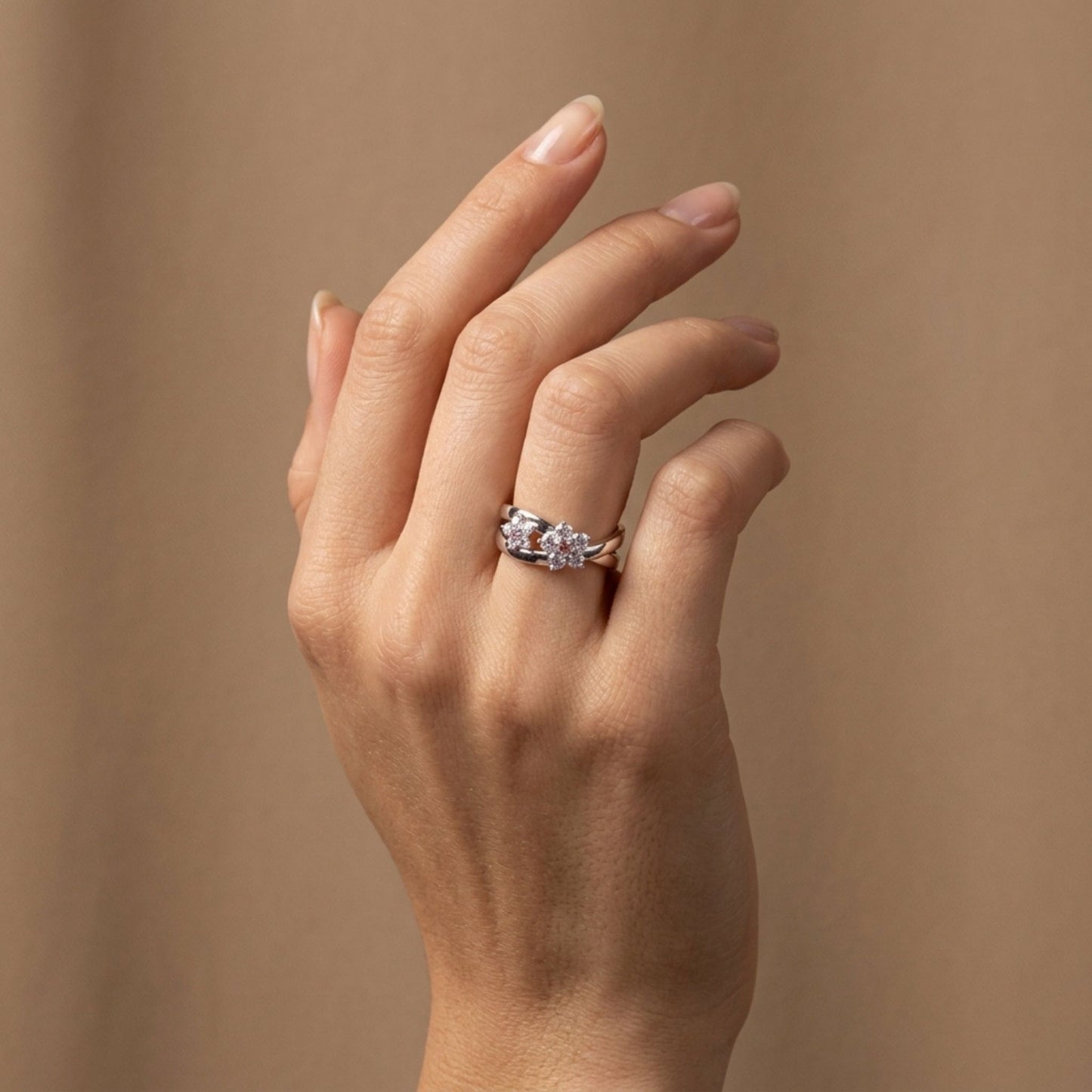 18K 0.04cttw Round Pink Diamonds 0.46cttw Round White Diamond Ring