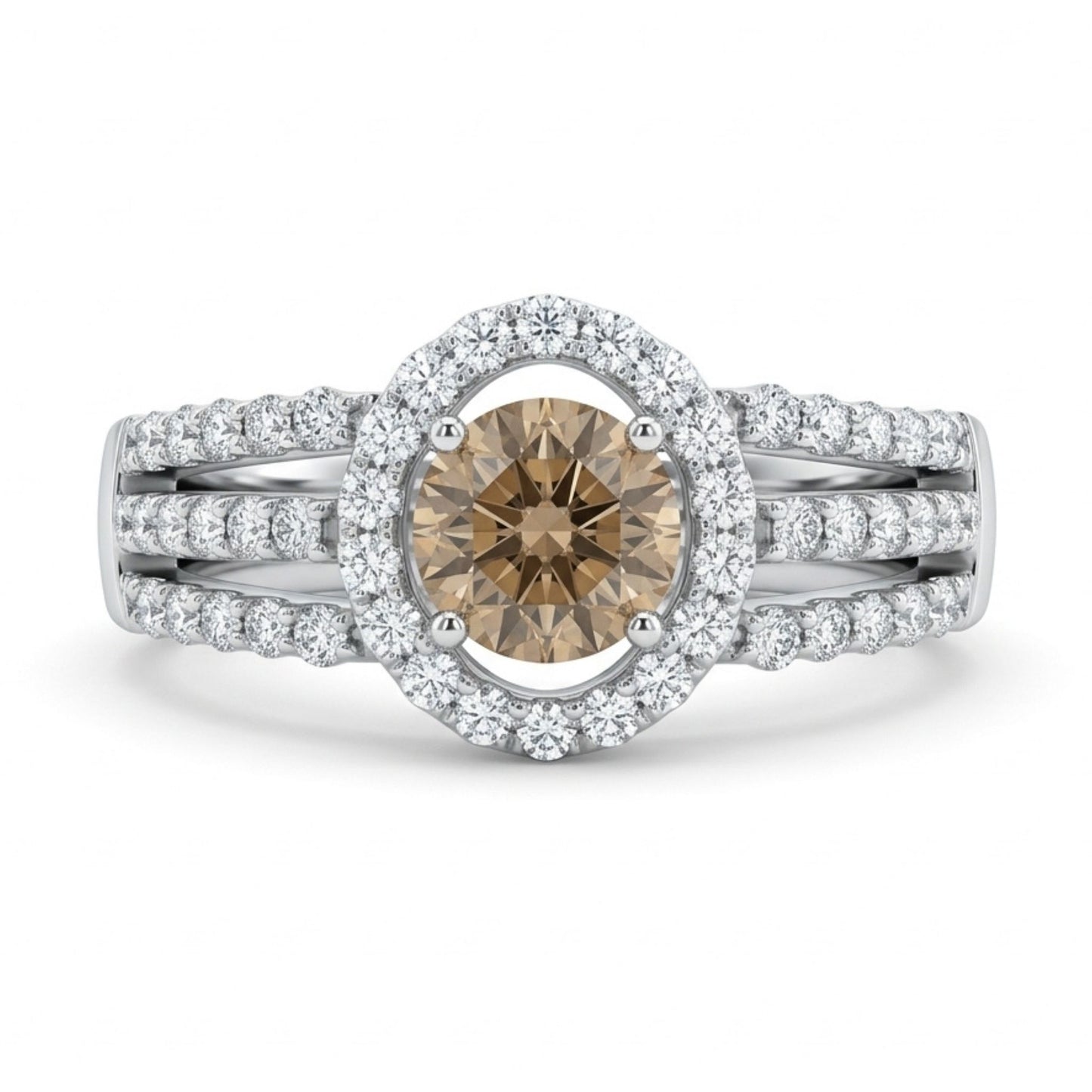 18K 0.50ct Round Fawn Diamond 0.50cttw White Diamonds Ring