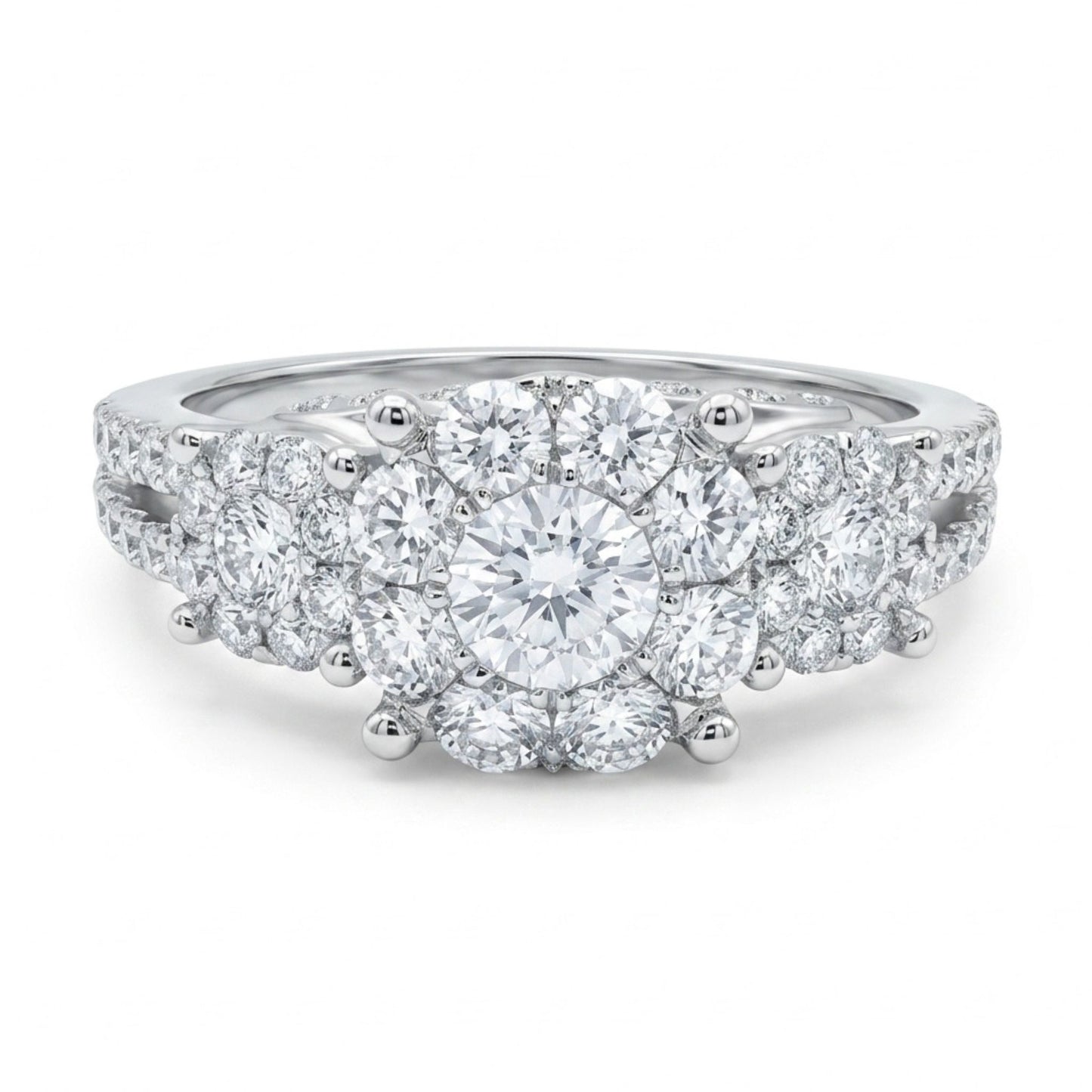 Platinum 1.00cttw Round White Diamonds Ring