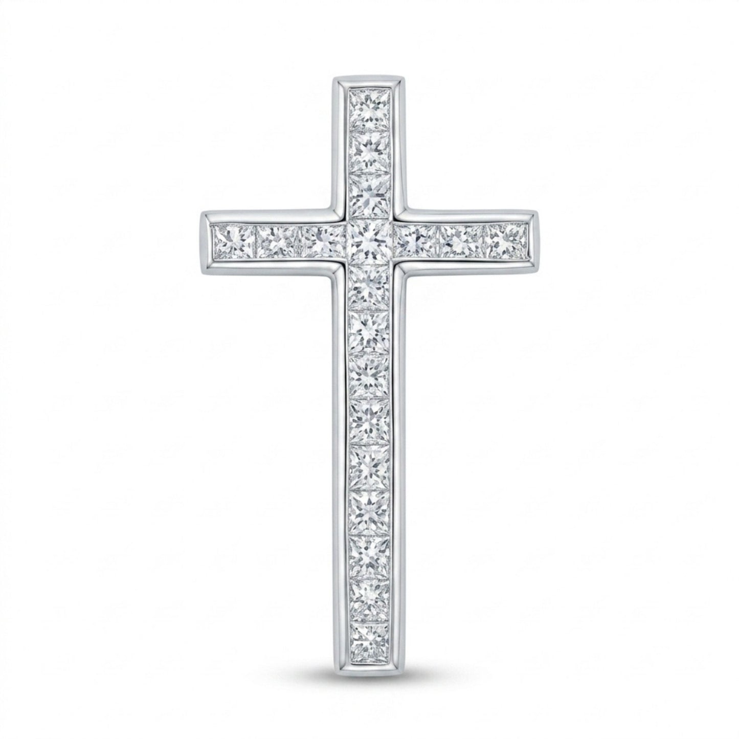 Platinum 5.00cttw Princess Cut White Diamond Cross Pendant