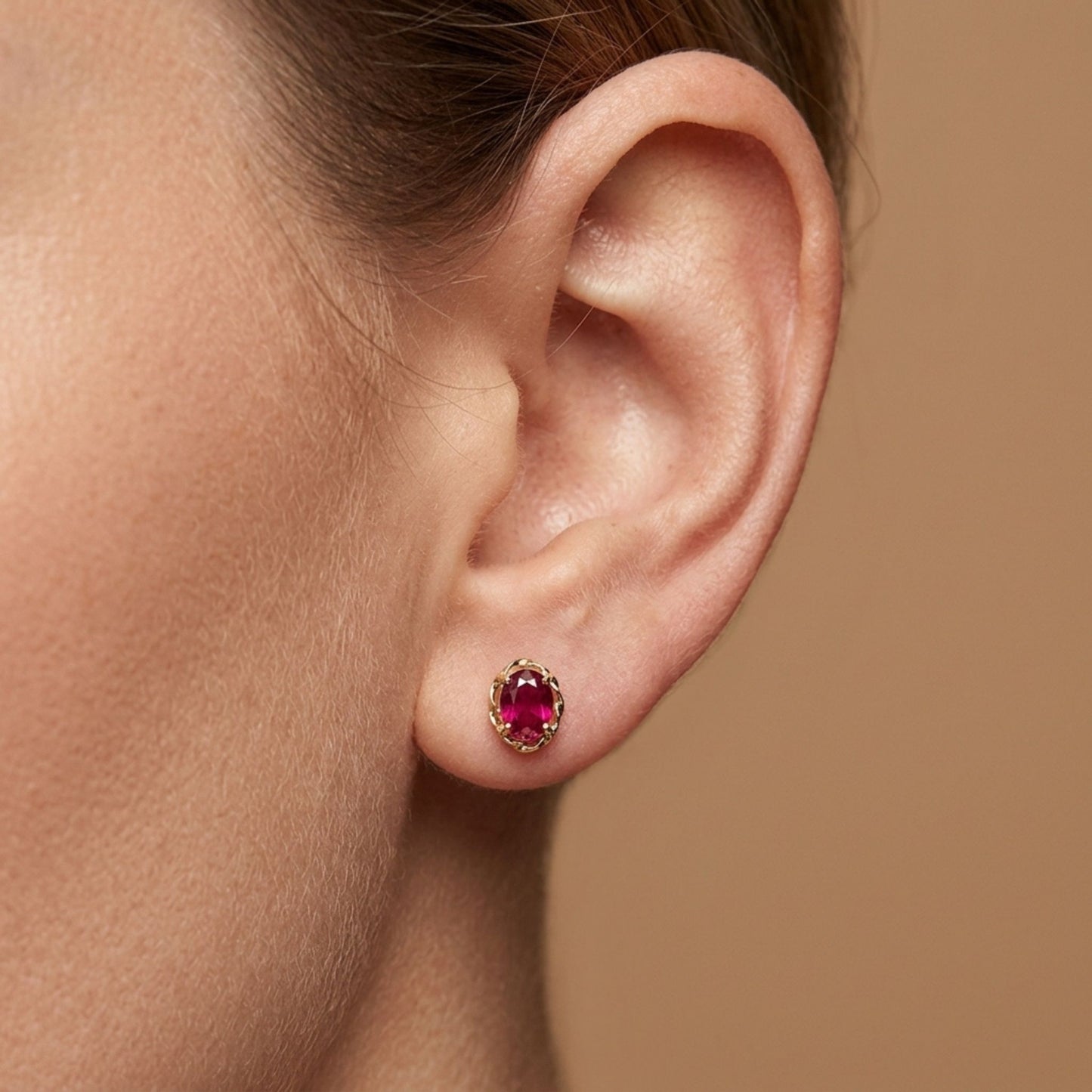 18K 0.56cttw Oval Burma Ruby Stud Earrings