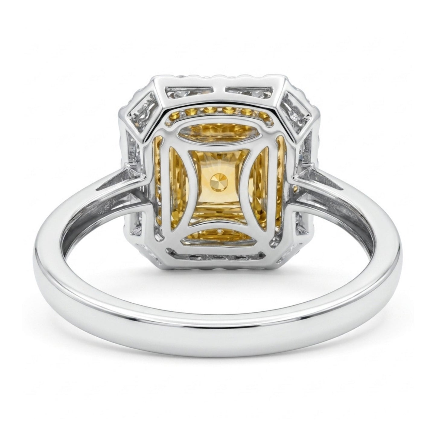 14K 1.33ct Radiant Cut Yellow Diamond 0.51cttw Yellow & White Diamonds Ring