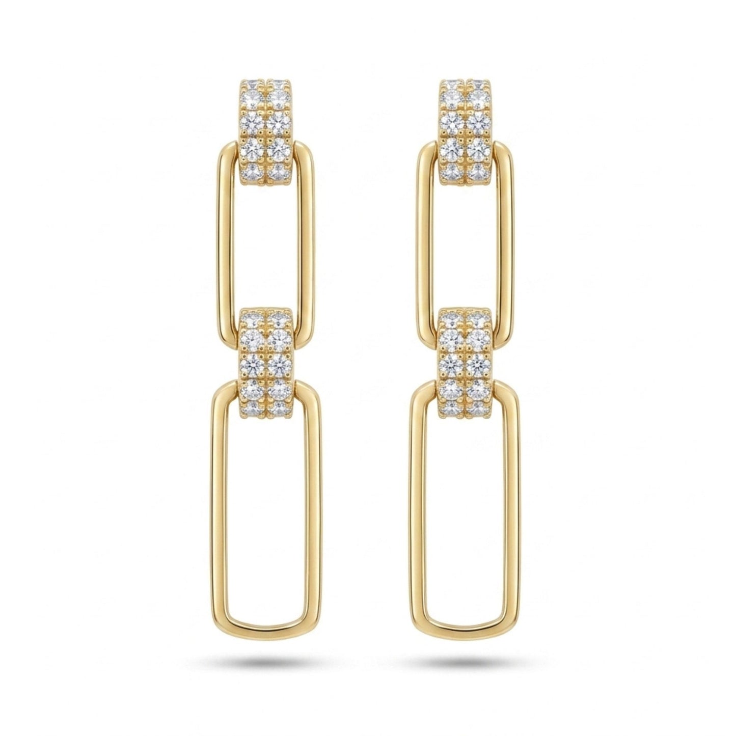 14K 0.26cttw Round White Diamond Link Drop Earrings
