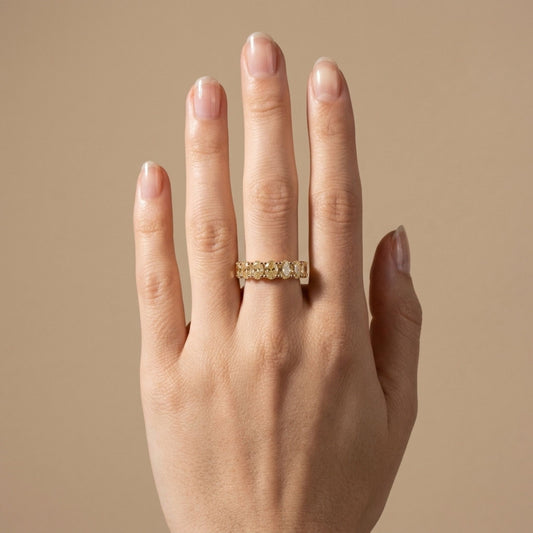 14K 2.16cttw Oval VS Yellow Diamond 7 Stone Band Ring
