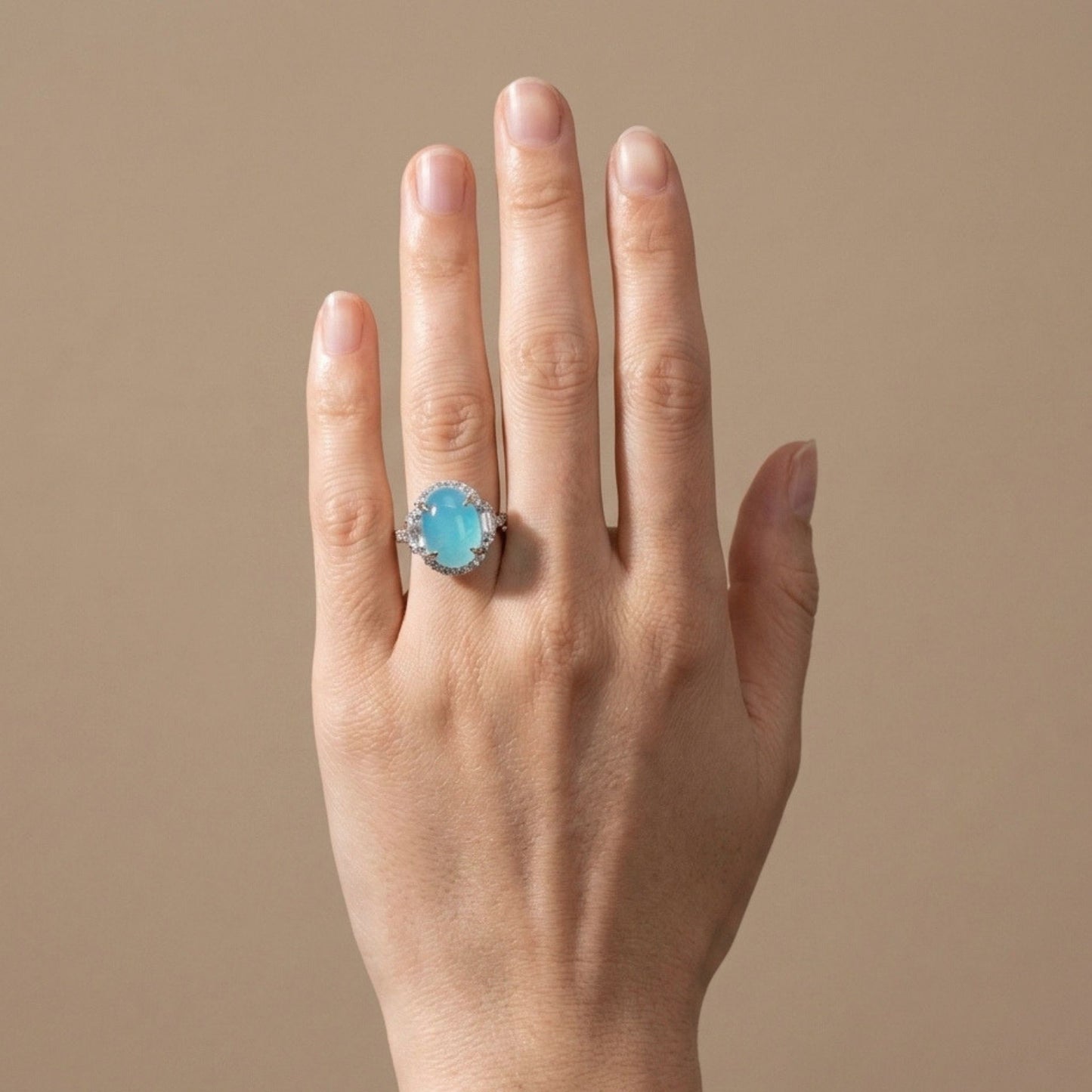 18K 8.20ct Oval Congo Smithsonite 1.13cttw White Diamonds Ring