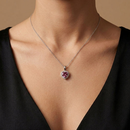 14K 1.22ct Heart Shape Copper Bearing Tourmaline 0.06cttw White Diamonds Pendant