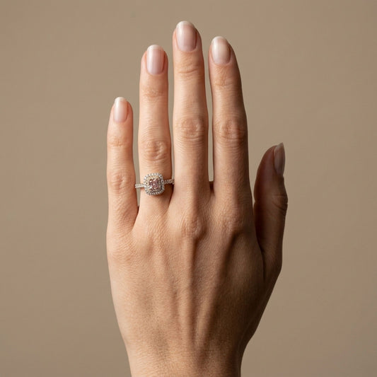 Platinum & 18K 0.15cttw Cushion Pink Diamond 0.37cttw White Diamonds Ring