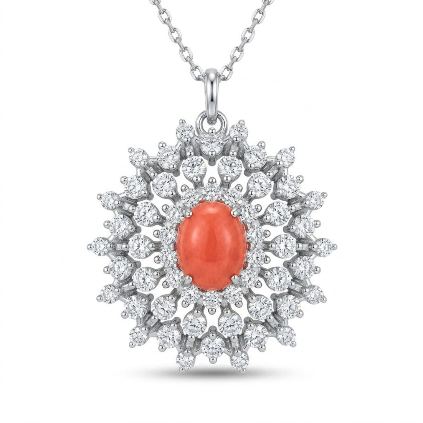 Platinum 0.74ct Oval Conch Pearl 0.66cttw White Diamonds Necklace