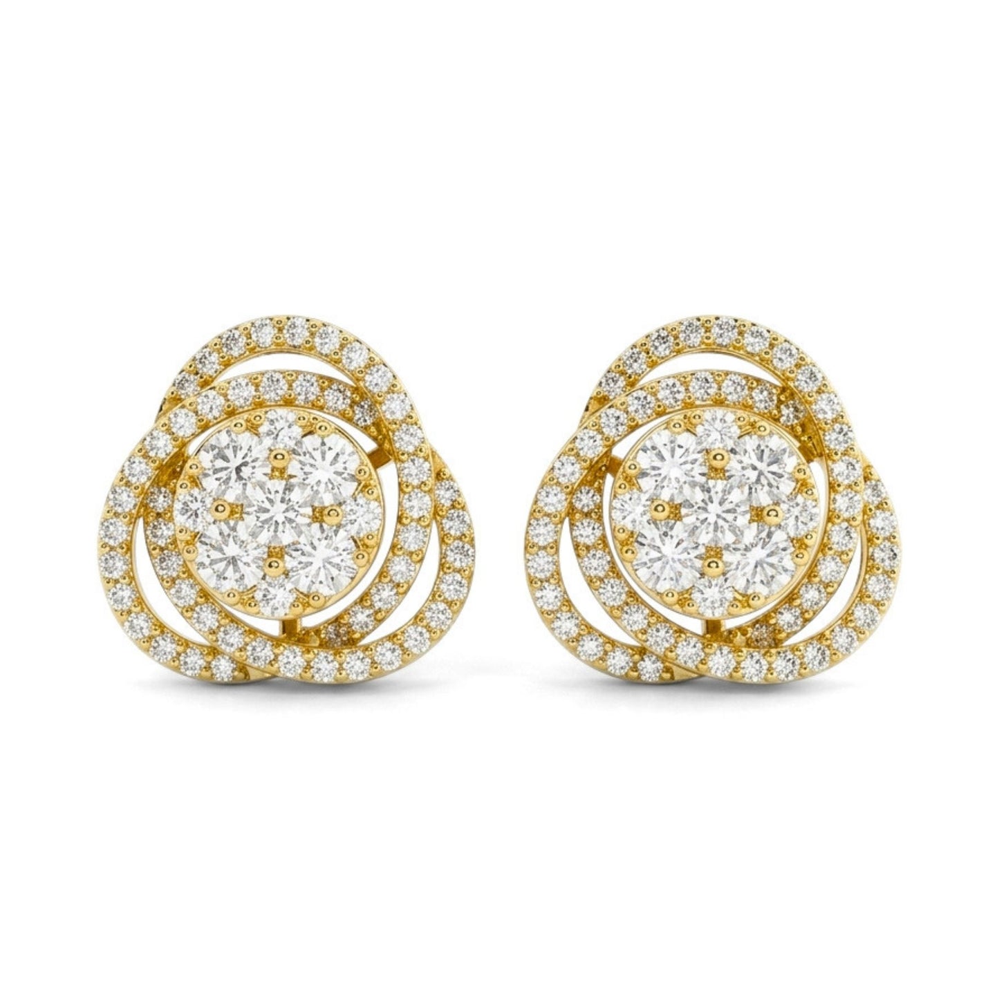 18K 1.50cttw Round White Diamond Stud Earrings