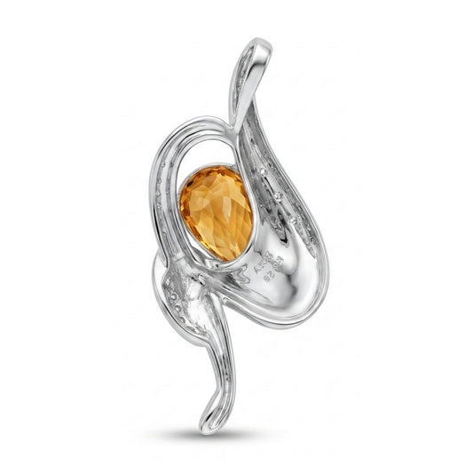 Platinum & 18K 3.47ct Pear Shape Imperial Topaz 0.02cttw White Diamonds Pendant