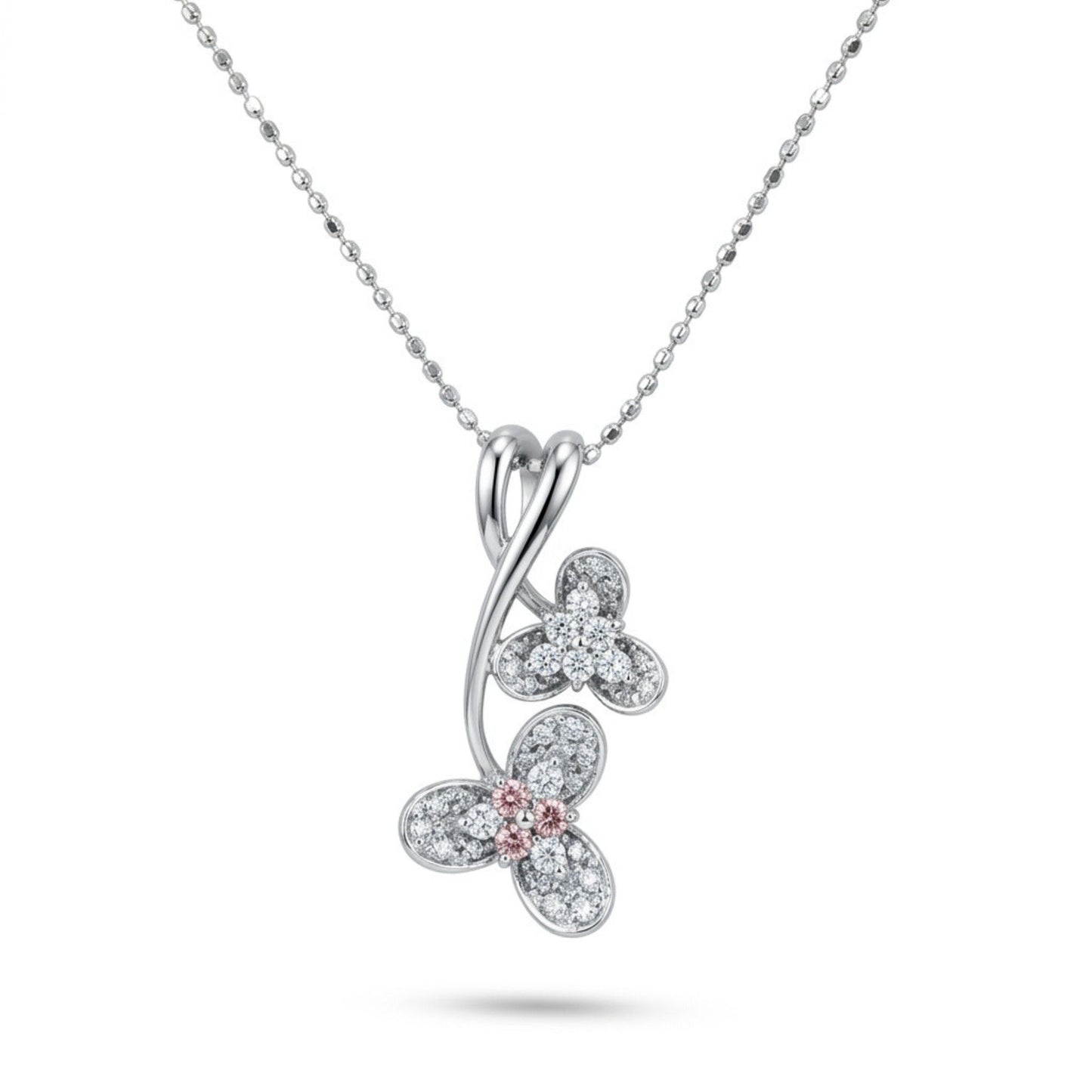 18K 0.04cttw Round Pink Diamond 0.25cttw White Diamonds Necklace