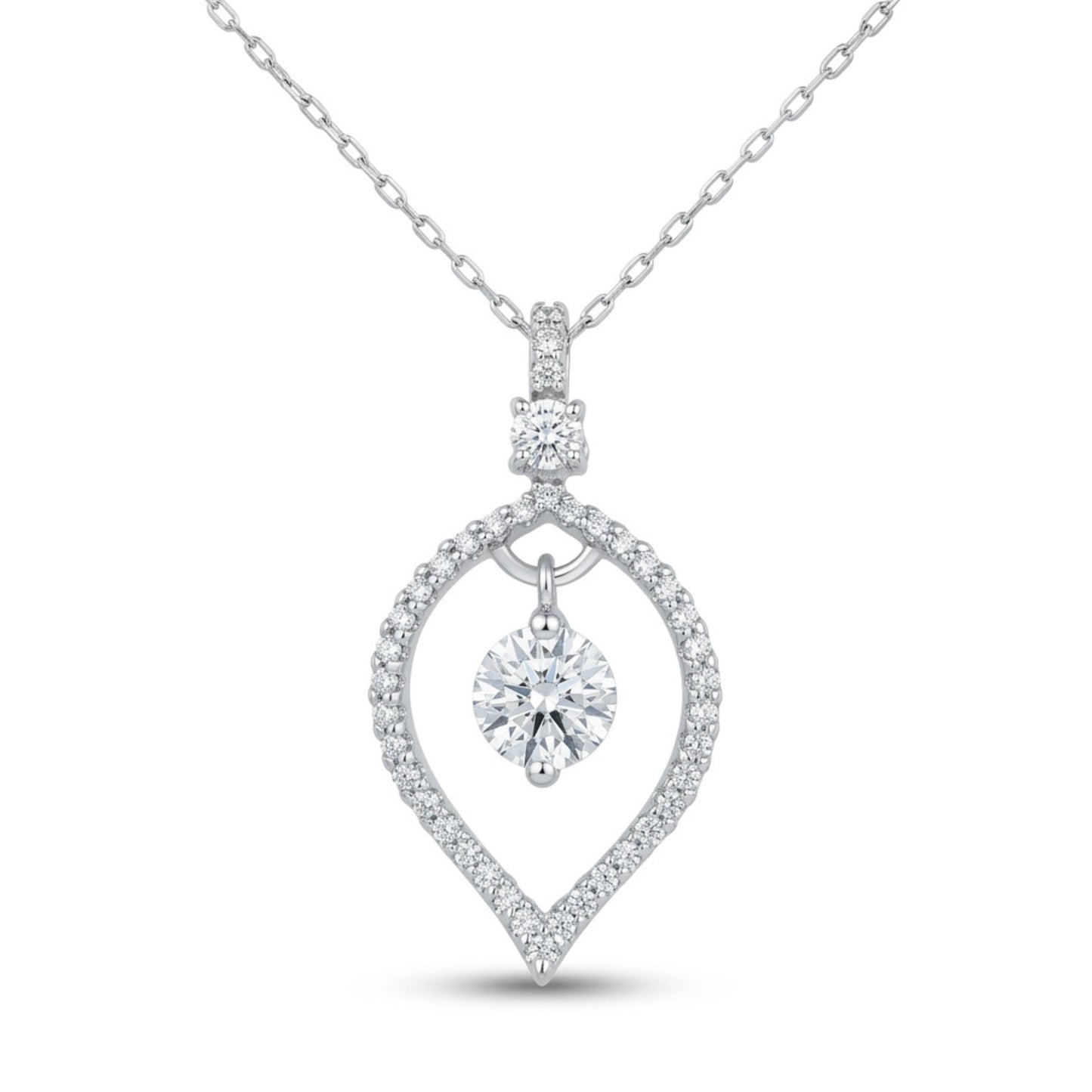 18K 0.47ct Round White Diamond 0.23cttw White Diamonds Necklace