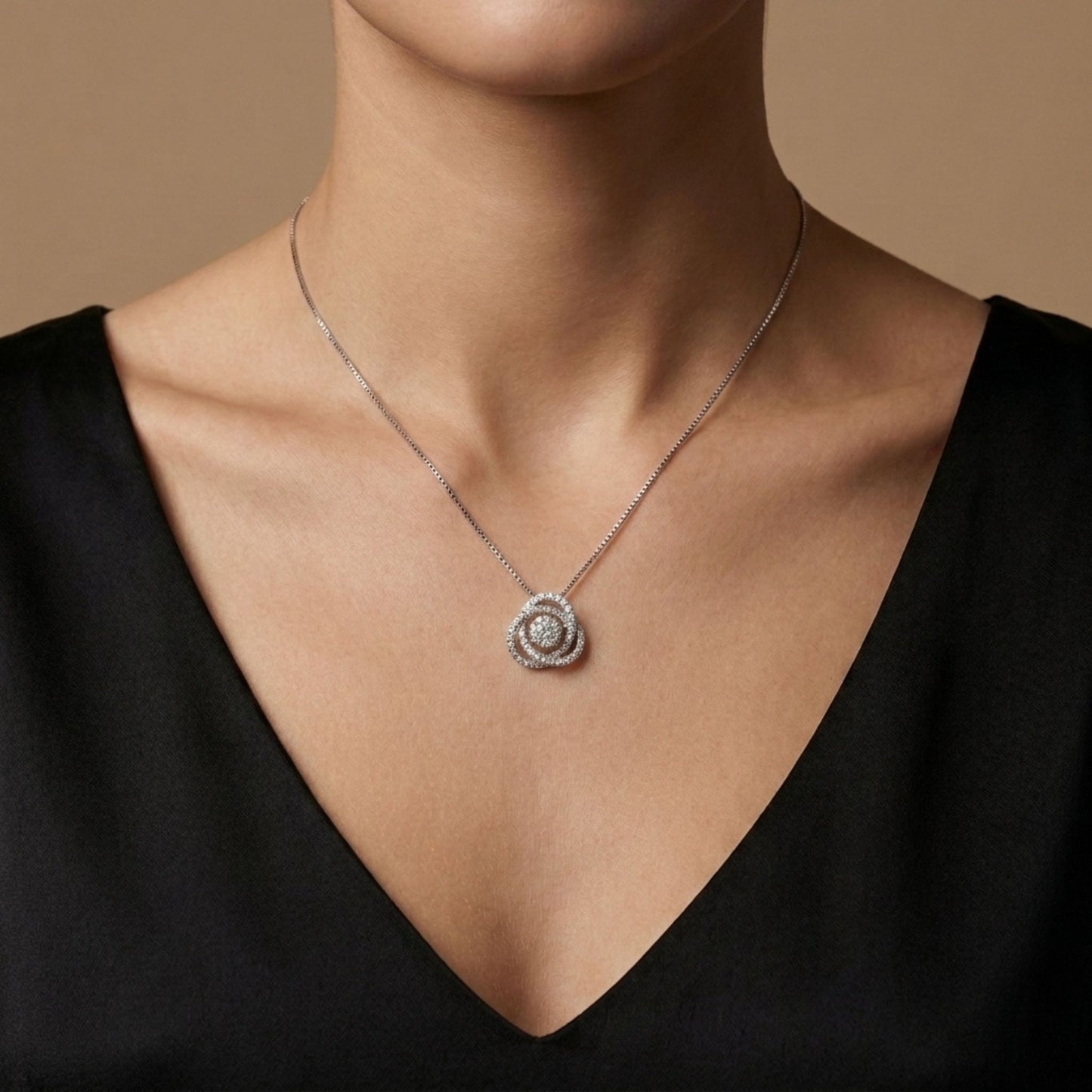 Platinum 0.50cttw Round White Diamond Necklace