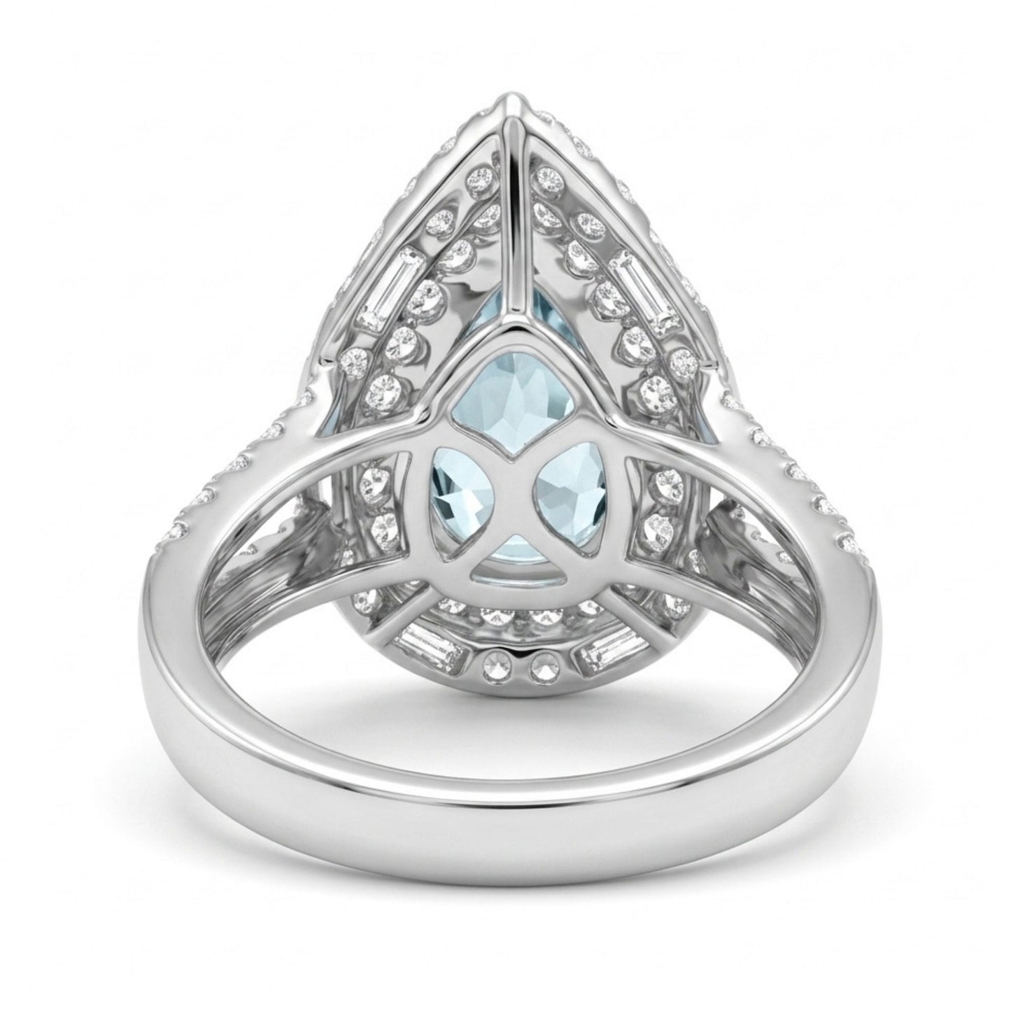 18K 2.98ct Pear Shape Vanadium Beryl 1.81cttw White Diamonds Ring